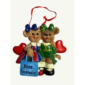 Best Friends Bear Christmas Ornament With Red String